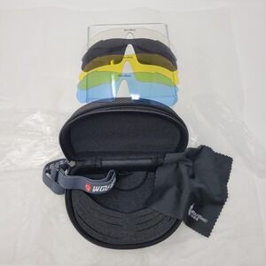 WolfBike Cycling Polarized Sunglass 4 Lenses Hard Zip Case Mountain Biking READ